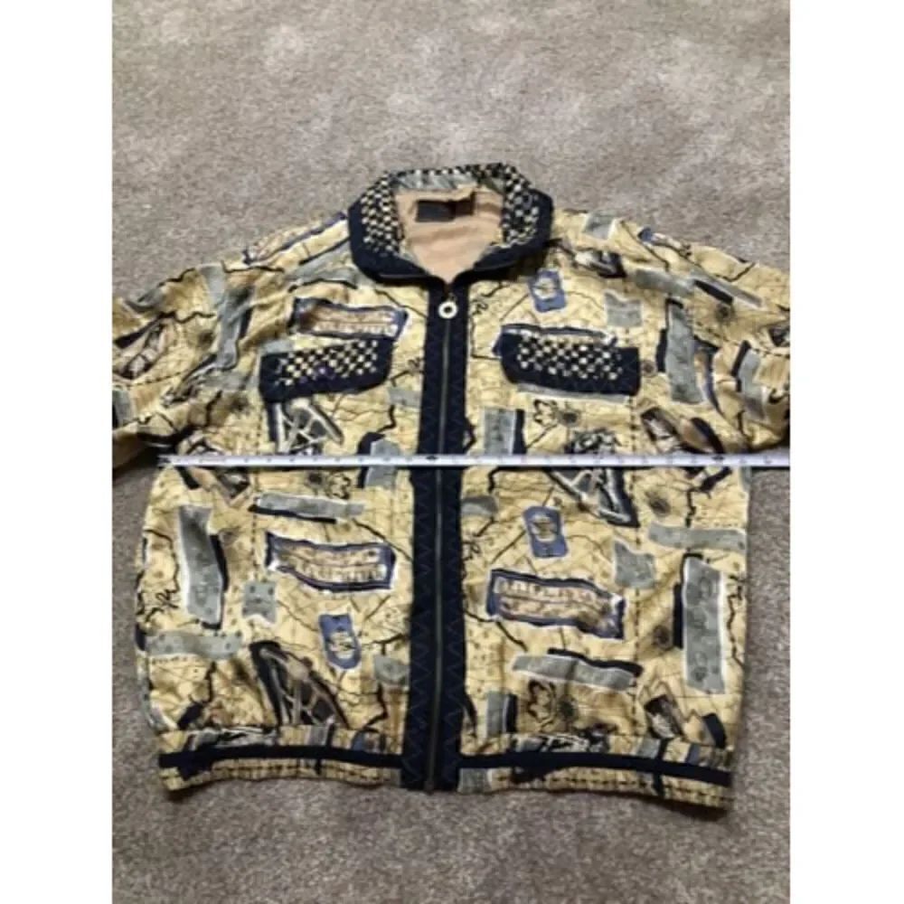 Mureli 100% Silk Women’s Jacket Shirt Nautical Multicolor Zip Pocket Size XL - Picture 5 of 12